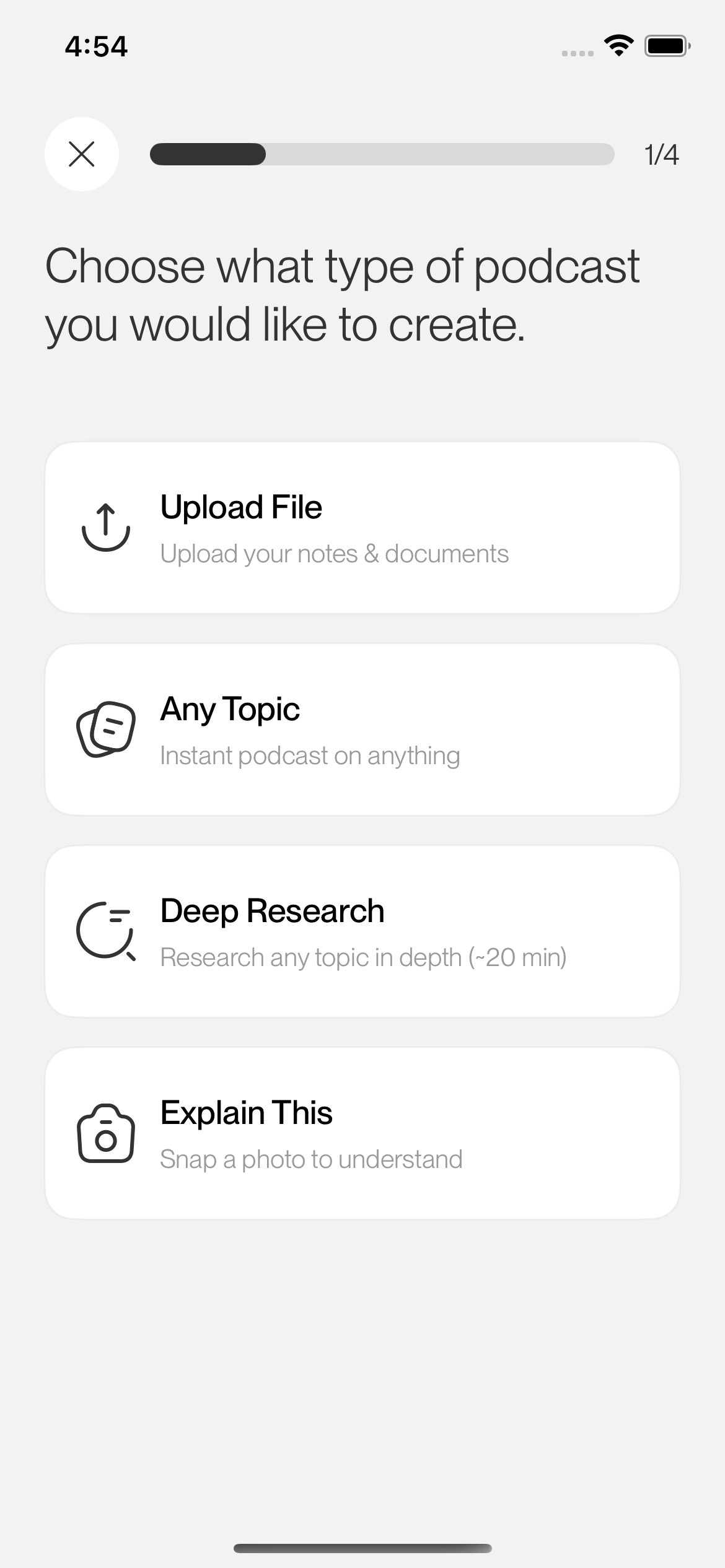 Castify Create Screen